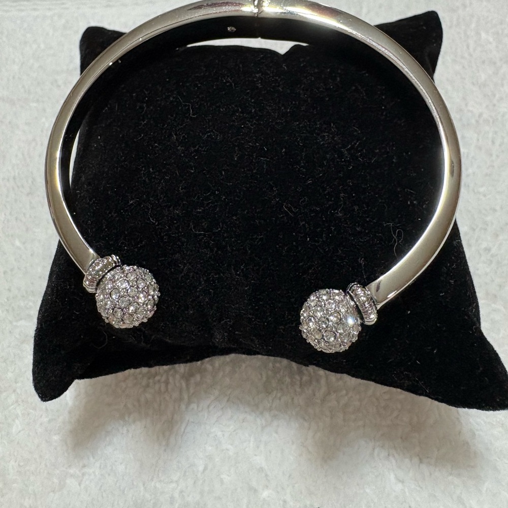 Elegant Silver Crystal Bangle Bracelet